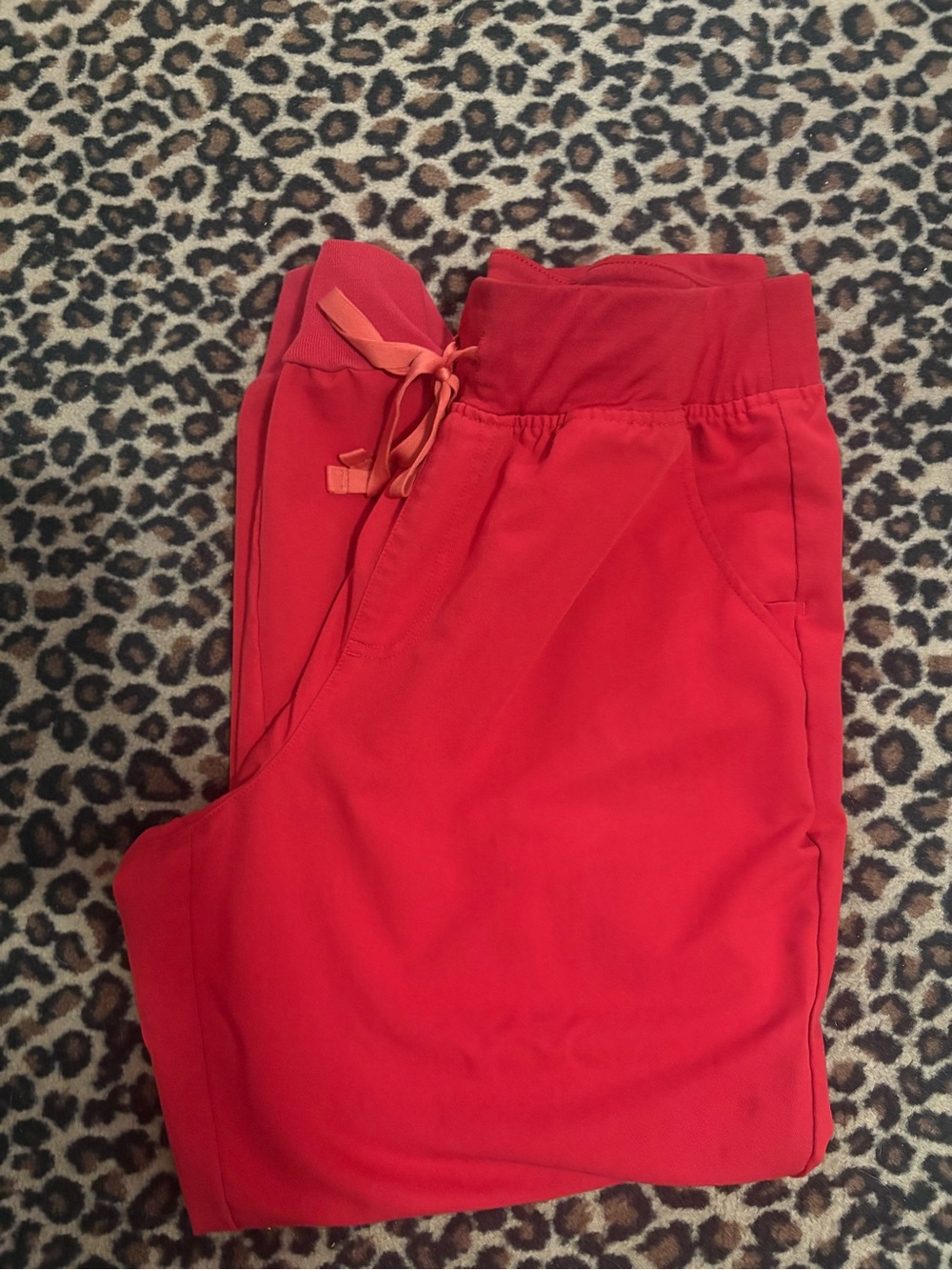 Figs Red Drawstring Jogger Pants